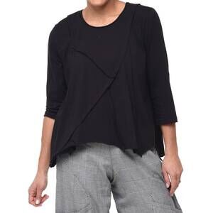 NEW TULIP CLOTHING lindsay three-quarter sleeve top in black